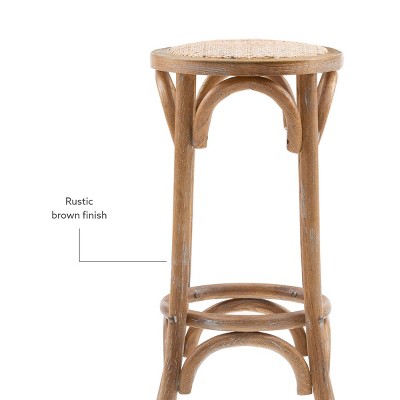 Rae Rustic Beige Elm Wood Backless Bar Stool