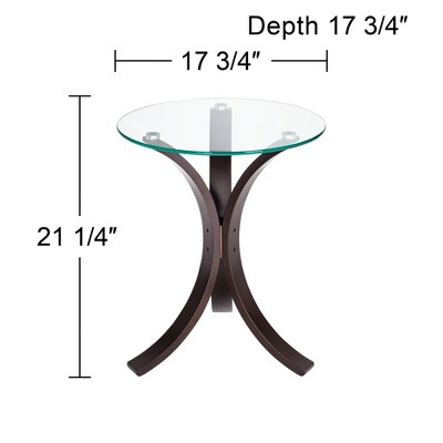 Sleek Modern Bentwood 23" Round Accent Table with Tempered Glass Top