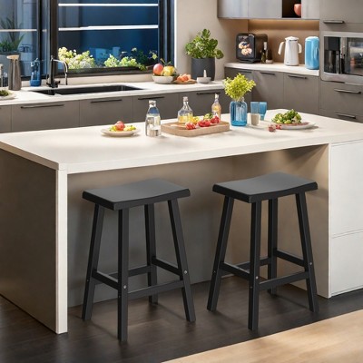 FURNIinspire Counter And Bar Stools Bar Stool Without Back And Armrests, Metal Frame Industrial Style Bar Stool, Black, 17"*14"*29"