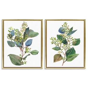 Stupell Industries Soft Eucalyptus Plant Ombre Leaves 2pc Floating Frame Art Set - 1 of 4