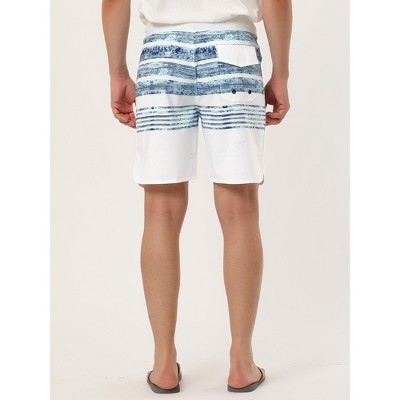 Lars Amadeus Men's Striped Color Block Swimming Drawstring Swimming Surfing Board Shorts 2 Pack White Blue 34 — фото 4