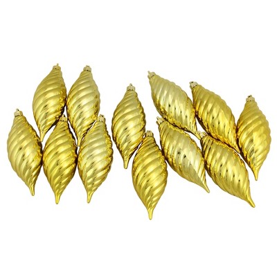 Vickerman 12ct Gold Shiny Shatterproof Christmas Finial Ornaments 4.75"