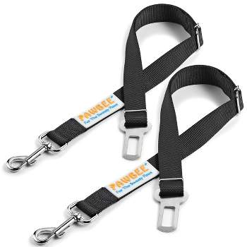 PAWBEE Dog Seat Belt for Car - 2 Pack Dog Car Harness - Adjustable Dog Seatbelt Harness - Durable Nylon Dog Seat Belt Harness - Stainless Hook & Clip