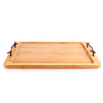 BergHOFF Bamboo Tray with wrought Iron Handles, 15.5"