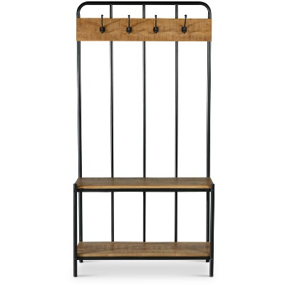 TiramisuBest White Hall Tree: Equipped with Coat Rack for Easy Hanging, Ample Storage for Organization, and a Sitting Bench for Added Comfort!
