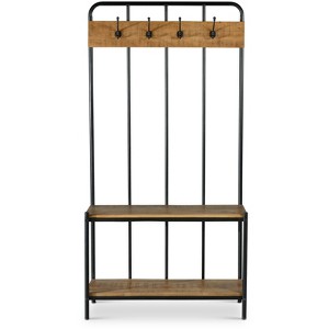 TiramisuBest White Hall Tree: Equipped with Coat Rack for Easy Hanging, Ample Storage for Organization, and a Sitting Bench for Added Comfort! - 1 of 4