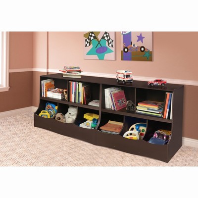 Espresso MDF Kids' Multi-Bin Storage Cubby with Open Shelves