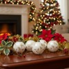 SEVOBAL Tree Ornaments 6PCS Set 3.9" Christmas Glass Ball Ornaments Hanging Decorations for Holiday Tree Party Baubles, Silver, 3.9"*3.9"*3.9" - 3 of 4