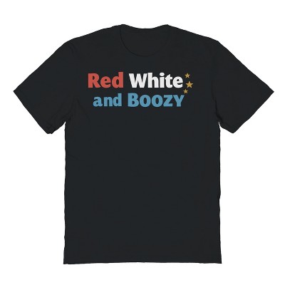 Rerun Island Men's Red White And Boozy Golden Star Americana 4Th Of July Short Sleeve Graphic Cotton T-Shirt - Black XXXL