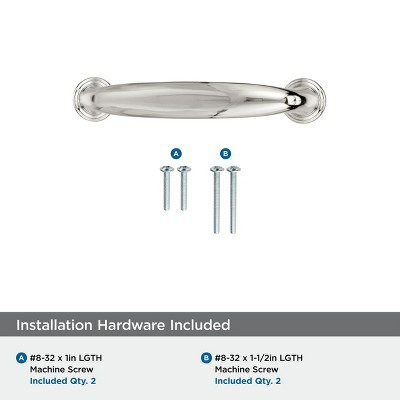 Polished Nickel 3" Modern Bar Cabinet Pull