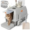 LunaLulinlk 3-in-1 Stainless Steel Cat Litter Box with Lid, 2 Scoops and Filter Pedal - 2 of 4