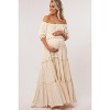 Pinkblush Cream Off Shoulder Ruffle Tiered Maternity Maxi Dress - 2 of 4