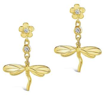 SHINE by Sterling Forever CZ Dragonfly Dangle Earrings