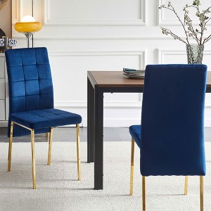 NicBex Set of 2 Dining Chair Modern Velvet Fabric Tufted Side Chair with Metal Legs Dining Room & Kitchen Furniture - 1 of 4