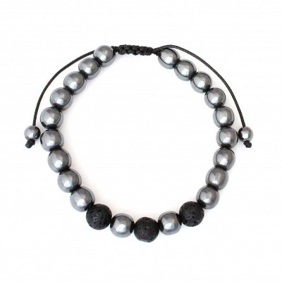 Plantlife Aromatherapy Bracelet - Adjustable Hematite & Lava Rock, Natural Stone Jewelry for Essential Oil Diffusion & Wellness