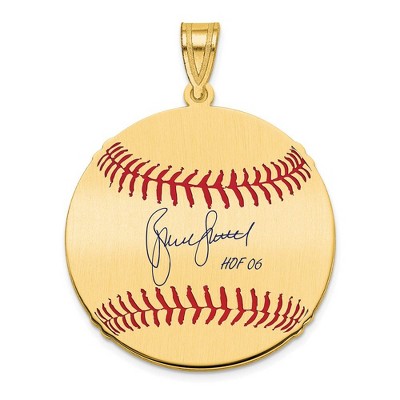 Black Bow Jewelry 14K Gold Plated Bruce Sutter Signature MD Enamel Baseball Pendant