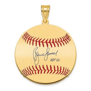 Black Bow Jewelry 14K Gold Plated Bruce Sutter Signature MD Enamel Baseball Pendant - 1 of 4