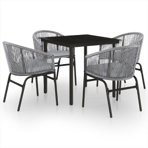 vidaXL Patio Dining Set Outdoor Dining Set Table and Chair Set for Garden - Gray 31.5" Table Length 4 Items - 1 of 4
