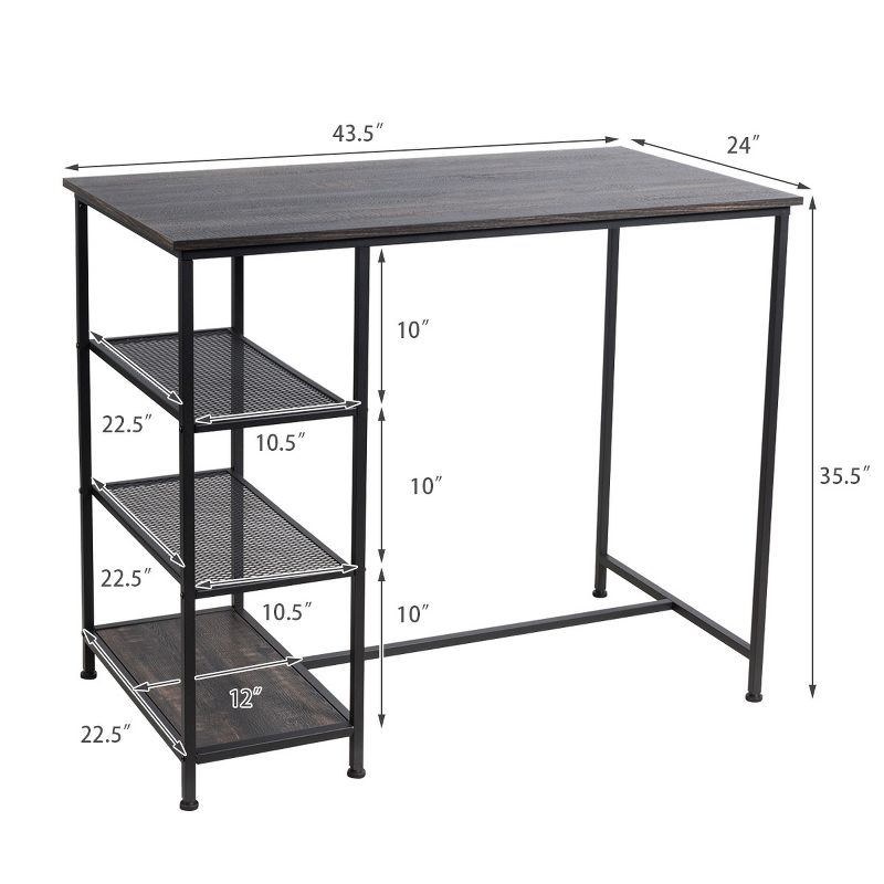 Costway Bar Pub Table Industrial Counter Black Dining Table with Metal Frame, 5 of 11