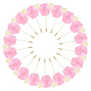 Unique Bargains Wedding Golden Leaf Rose Flower Lapel Pins for Men Suits 18 Pcs - 1 of 4