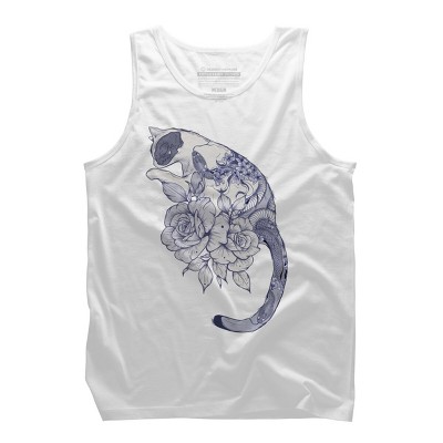 Men's Design By Humans Cat Snake Flowers Tattoo By jess1586 Tank Top