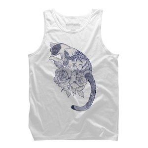 Men's Design By Humans Cat Snake Flowers Tattoo By jess1586 Tank Top - 1 of 3