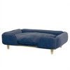 PawHut Dog Sofa, Raised Dog Couch with Comfortable Cushion, Pine Wood Legs, Foot Pads, Pet Sofa for Large-Sized Dogs Indoor Use, Dark Blue - 4 of 4