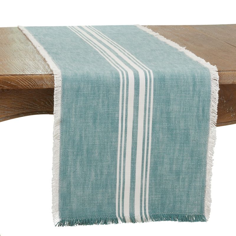 Saro Lifestyle Cotton Table Runner With Striped Fringe Design, 1 of 6