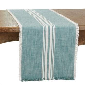 Saro Lifestyle Cotton Table Runner With Striped Fringe Design