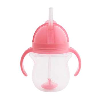  Cute 2-1 Silicone Straw Sippy Cup with Stopper - 5.4 OZ  Spill-proof Sippy Cups for Baby 6+ Months w/ Dbl Handles, Grooved Body &  Angled Straw for Fun & Safe Drinking 