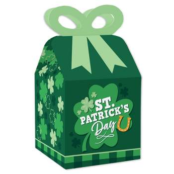 Big Dot of Happiness Shamrock St. Patrick's Day - Square Favor Gift Boxes - Saint Paddy's Day Party Bow Boxes - Set of 12