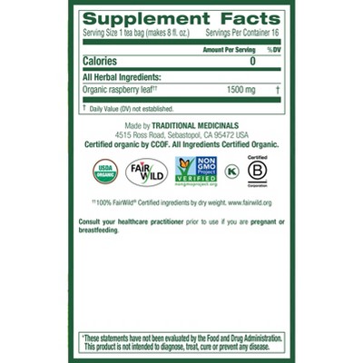 Organic Raspberry Leaf Herbal Tea Bags for Menstrual Support