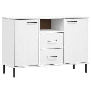 vidaXL Sideboard White Solid pine wood, metal 44.5 in x 15.7 in - 1 of 4