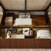 SEVOBAL Queen Size Lift Up Storage Bed Wooden Corrugated Curved Lines Hydraulic Storage No Box Spring Needed for Home, Brown, 56.1"*26.38"*7.87" - 3 of 4