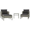 vidaXL 5 Piece Patio Lounge Set with Cushions Gray Poly Rattan - 2 of 4