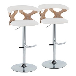 LumiSource Set of 2 Gardenia Adjustable Barstools Chrome Fabric - 1 of 4