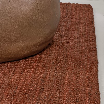 Handwoven Chunky Jute Terracotta Rectangular 3 x 5 Area Rug