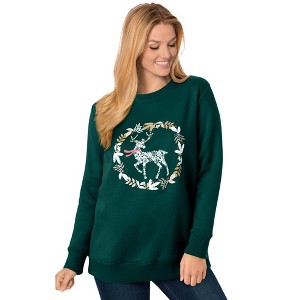 Woman Within Plus Size Fleece Holiday Sweatshirt - 1 of 4