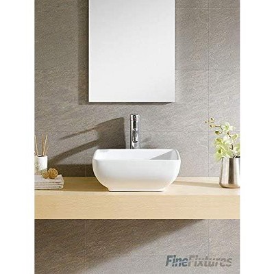 White Ceramic Square Vessel Bathroom Sink