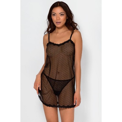 Smart and Sexy Womens Sheer Lace and Mesh Chemise Lingierie, Black Hue (dot Mesh), Xxx Large Target