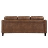 Okak Modern Casual Sofa 1pc with Thick Button Tufted Cushion , Solid Wood Legs Polished Microfiber Couch 3 Seat for Apartments, living Room, Brown - 2 of 4