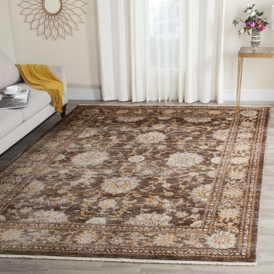 Vintage Persian Brown Multi Synthetic Rectangular Area Rug