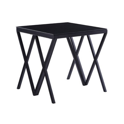 Magenta 22" Black Metal and Glass Square End Table