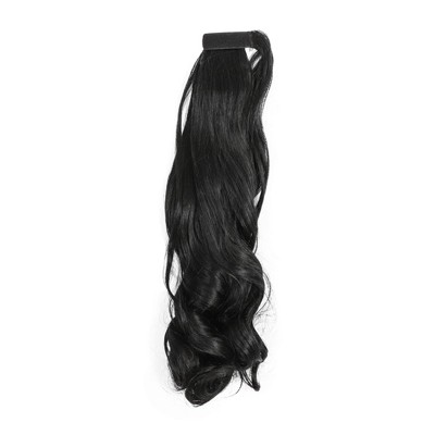 Glamlily Curly Wavy Ponytail Hair Extension Wrap Around Clip, Black, 24 Inches