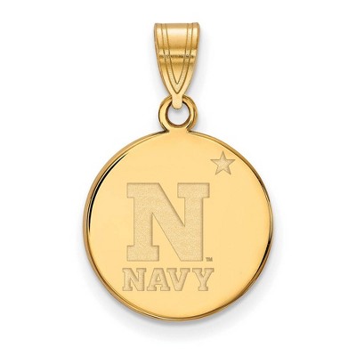 Black Bow Jewelry 14k Yellow Gold Navy Midshipmen NCAA Medium Pendant