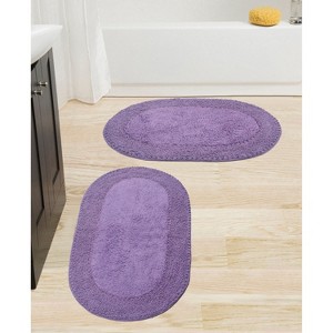Double Ruffle Bathroom Rugs Set, Washable Rug, Extra Soft and Absorbent bath Rug, Kitchen Mat, Bath Mat Set,Non-Slip, 2 Pcs Set(M+L), Purple - 1 of 4