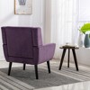 Lyngins Linen Blend Accent Chair, Upholstered Armchair with Curved Back, Modern Sofa Chair, Comfy Reading Chair for Living Room, Home Office - 3 of 4