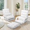 Costway Folding Floor Armchair w/6-position Adjustable Back & Lumbar Pillow White - 2 of 4