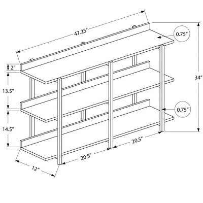 Contemporary Black Metal and Dark Brown Wood Console Table with Storage
