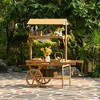 Wooden 3 Tier Rolling Table Cart With 2 Wheels for Home Decor, Display Rack, Lemonade stand, Food Stand, or Tea Stall - 3 of 4
